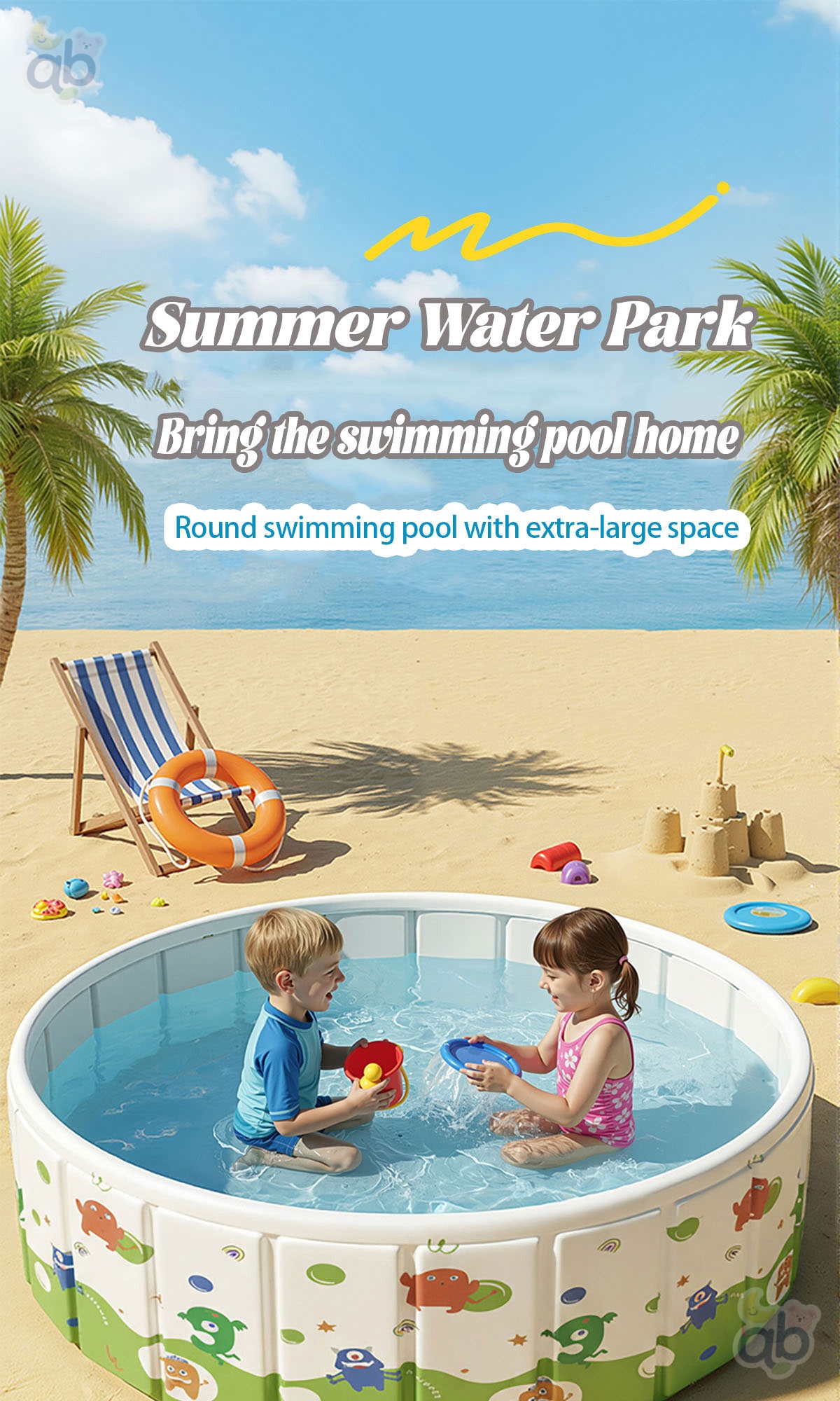 Foldable Swimming Pool For Baby Kids Non Inflatable No Air Pump ...