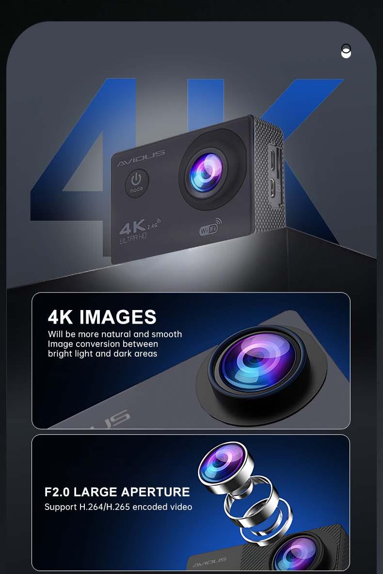 AVIDUS S2R 4K Action Camera Mini Ultra HD 1080P 12MP Sport Camera ...