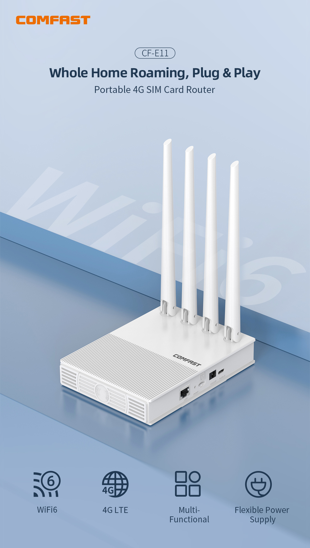 Comfast AX300 4G LTE Router with SIM Card WiFi 6 Modem 2.4G Outdoor ...