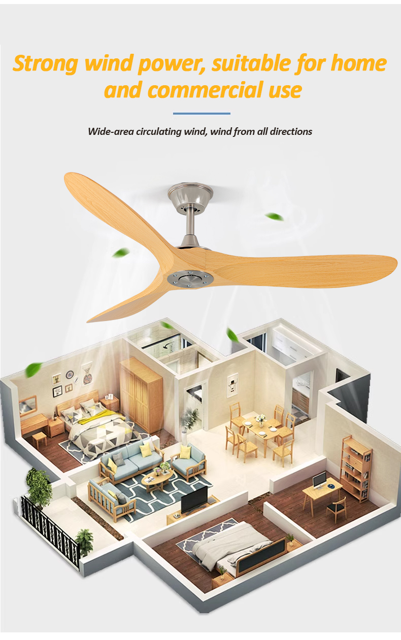 GOGEOUS 52 Inch Ceiling Fan Without Light Indoor/Outdoor Ceiling Fan ...