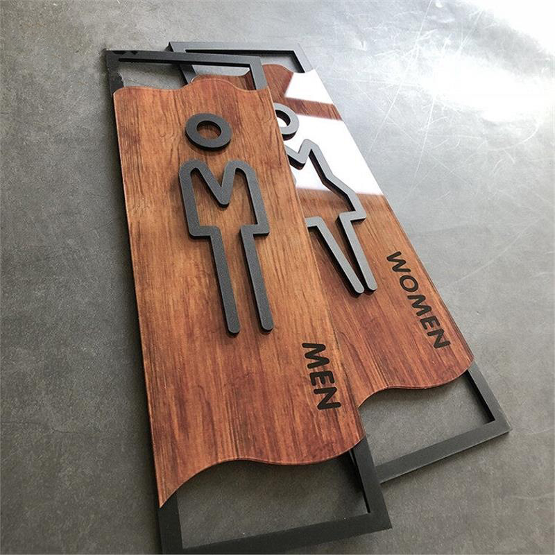 Bathroom Door Signs Imitation Wood Toilet Sign House Number Plate Wc ...