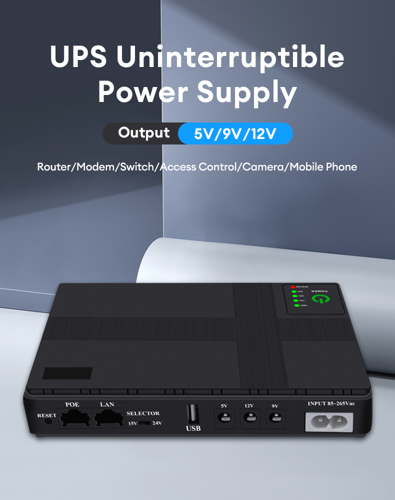 AVIDUS 10400mAh 36W Mini UPS Power for CCTV Camera Wifi Router Modem ...