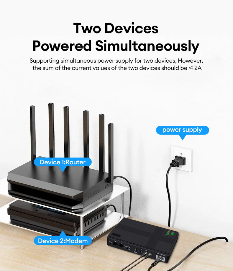 AVIDUS 10400mAh 36W Mini UPS Power for CCTV Camera Wifi Router Modem ...