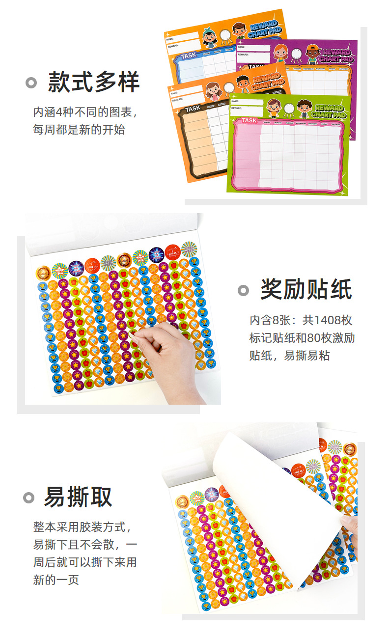 Behavior Reward Chart System - Pad with 26 Chore Charts for Kids, 8 ...