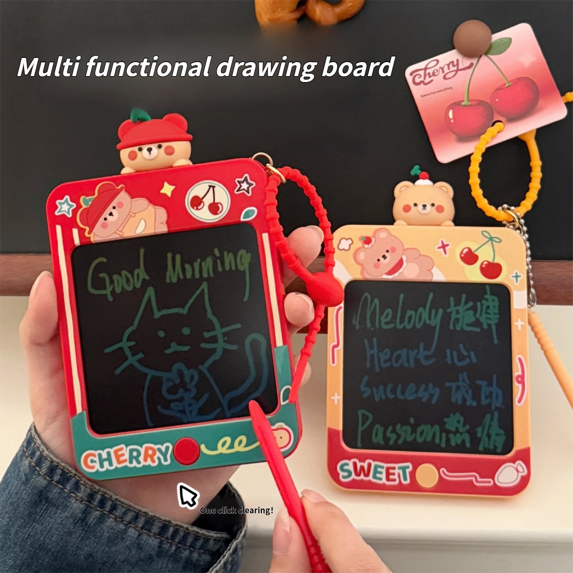 Interactive Doodle Board Keychain - Cherry Bear LCD Drawing Tablet ...