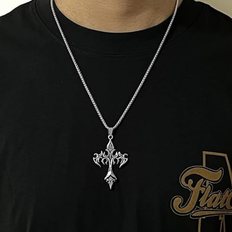 Vintage Gothic Punk Cross Pendant Necklace with Chain Design Unisex ...