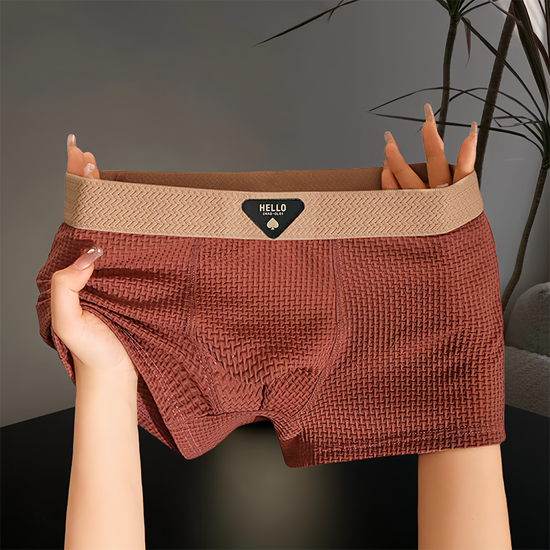 LEHAPPY Fashion Ice Silk Men Underwear Boxer Texture Design Men Boxer ...
