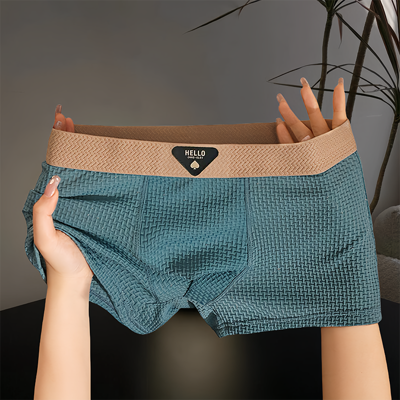 LEHAPPY Fashion Ice Silk Men Underwear Boxer Texture Design Men Boxer ...