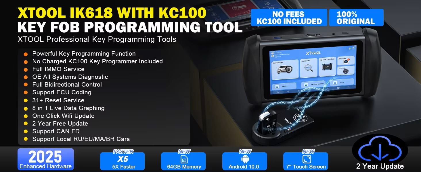 XTOOL IK618 Key Programmer with KC100 Bidirectional OBD2 Scanner Full ...