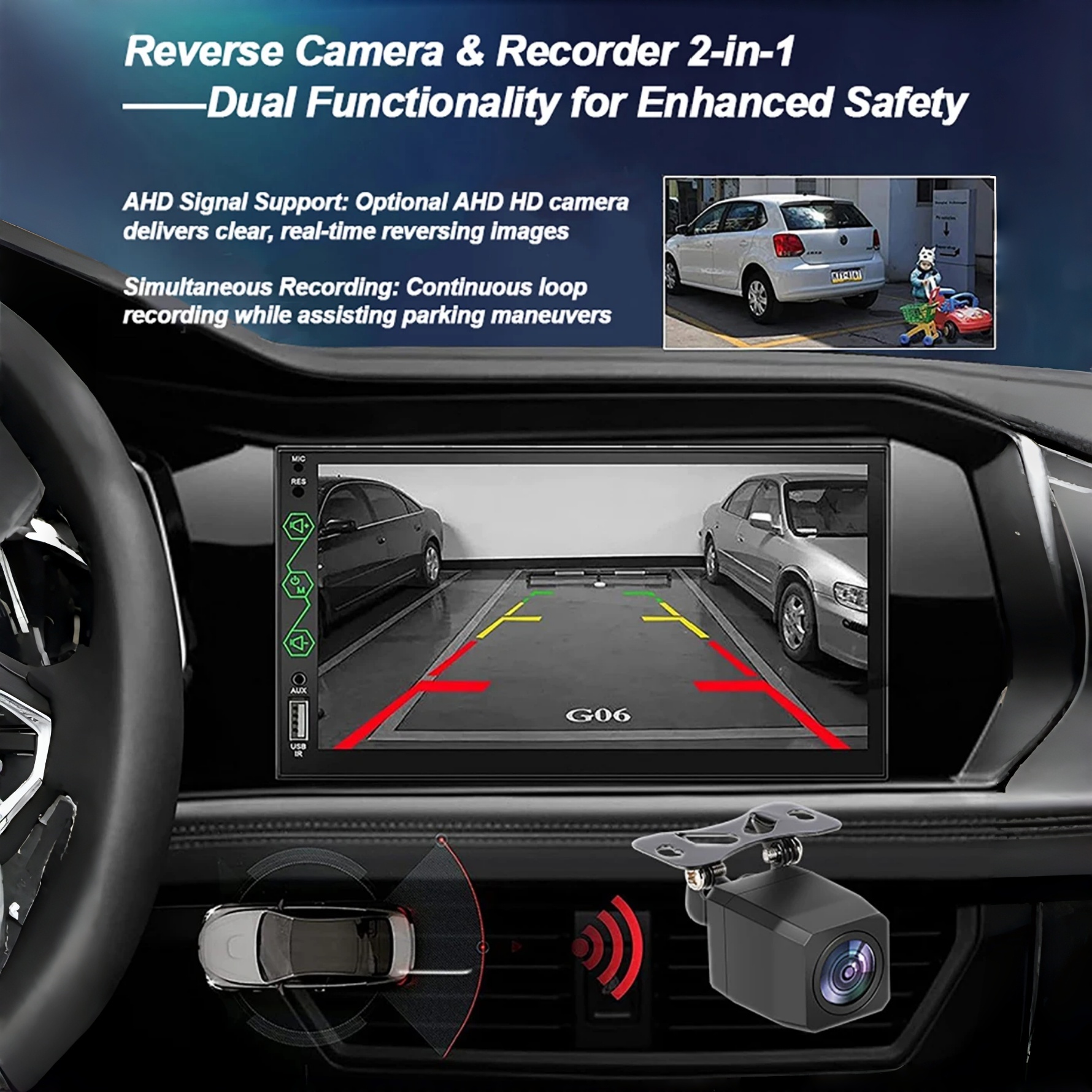 Car Rear View Camera 1080P Full HD AHD 4 Pin 2.5mm Reversing Image ...