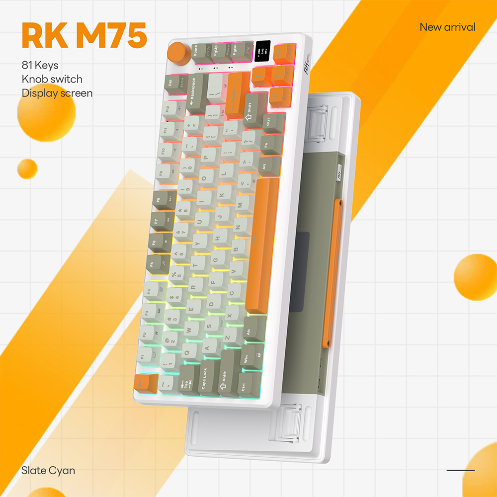 RK Royal Kludge RKM75 Tri-mode RGB Wired Bluetooth 2.4G 75Key Wireless ...
