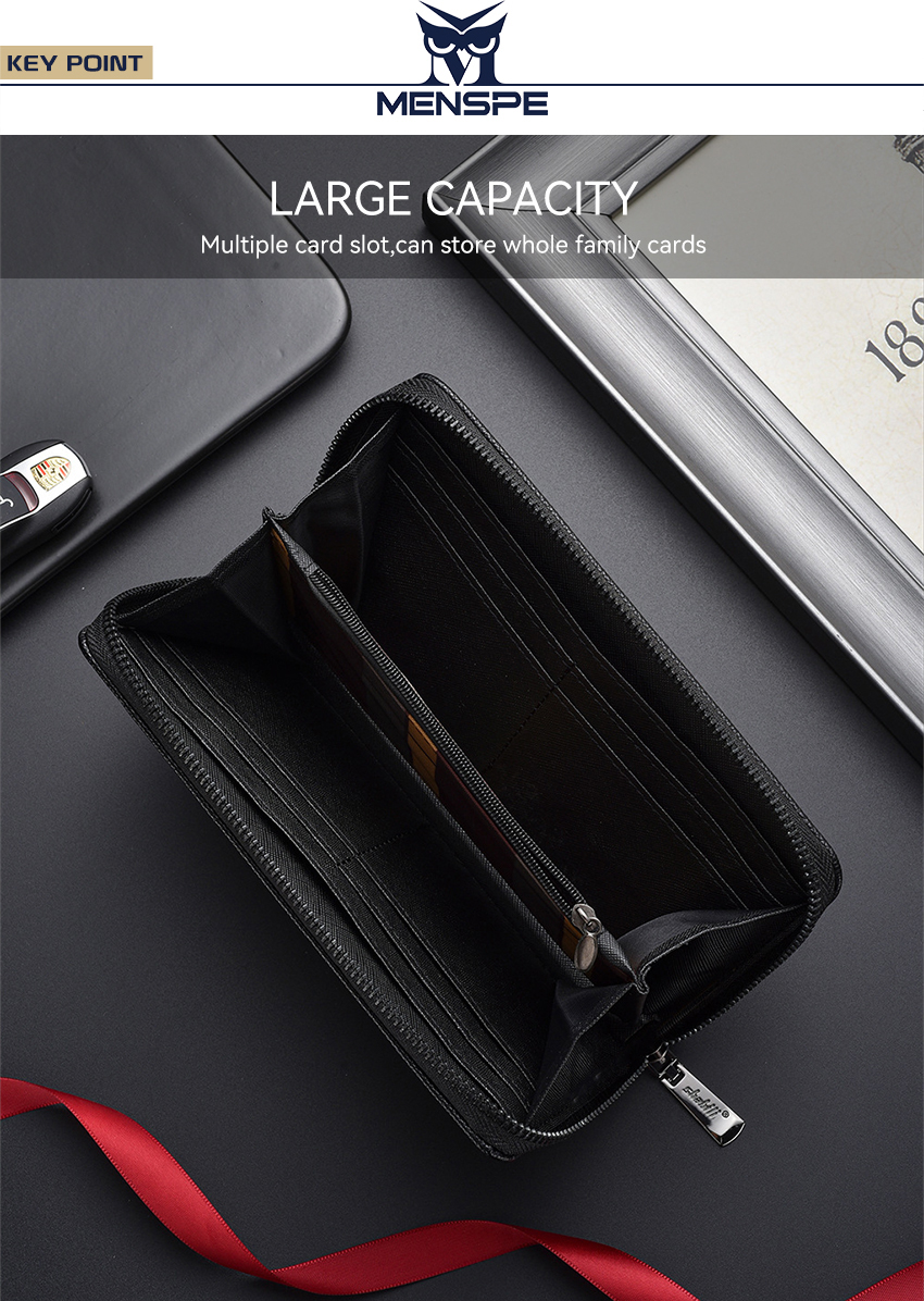 MENSPE Men's Long Wallet PU Long Wallet Multi-Functional Wallet Large ...