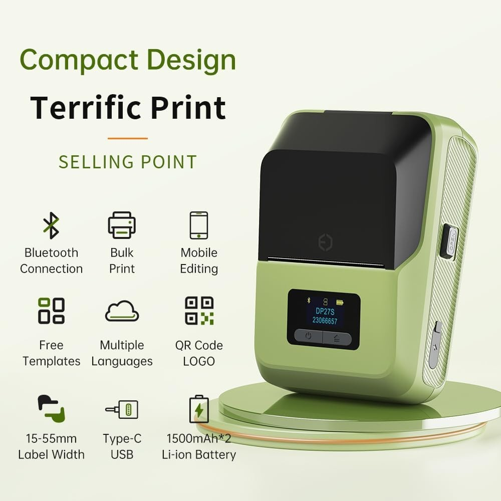 DETONGER P2 Bluetooth Label Printer Sticker Maker Thermal Inkless ...