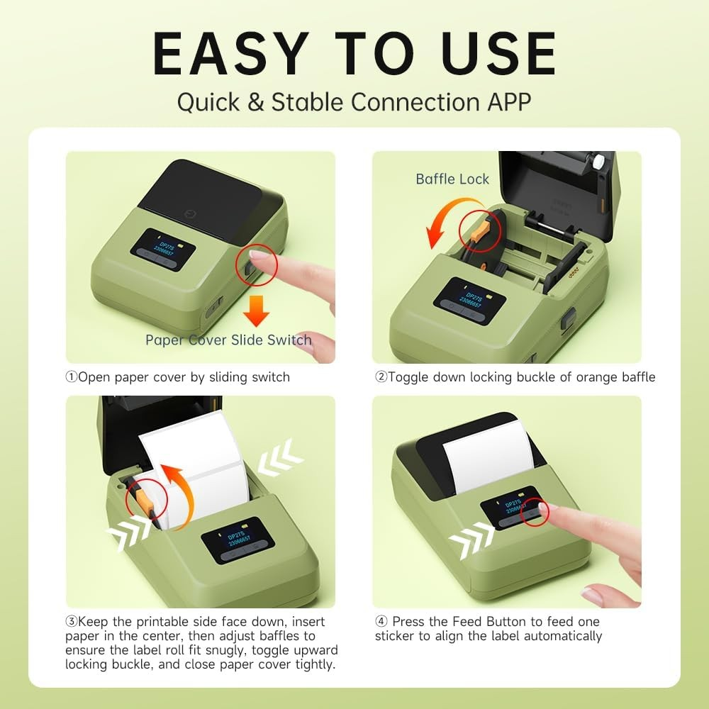 DETONGER P2 Bluetooth Label Printer Sticker Maker Thermal Inkless ...