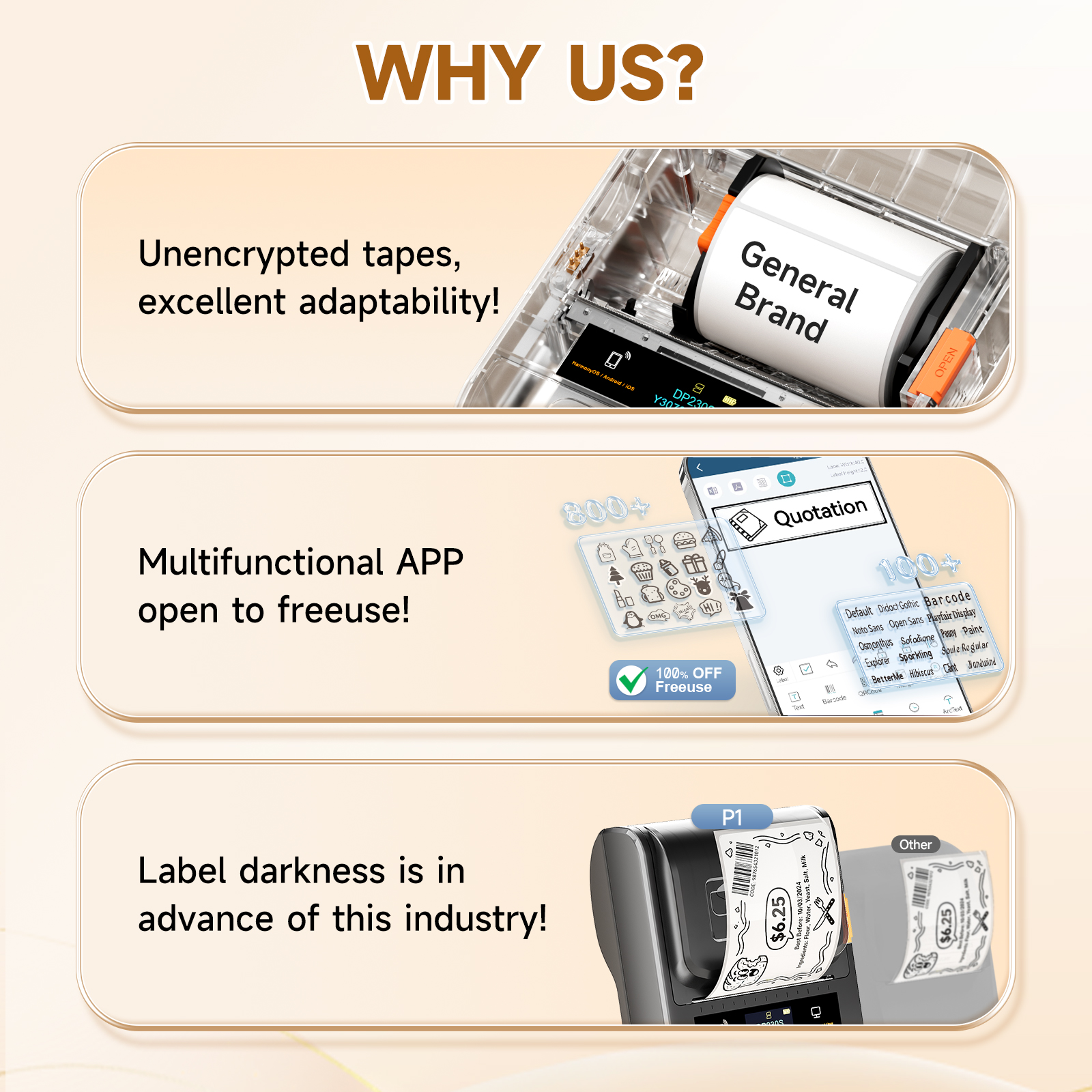 DETONGER DP230S Portable Thermal Printer Sticker Machine Communication ...