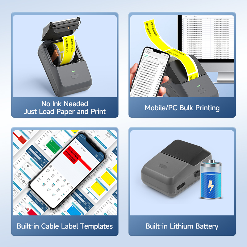 DETONGER P2 Inkless Bluetooth Cable Wire Label Printer Equipment Name ...