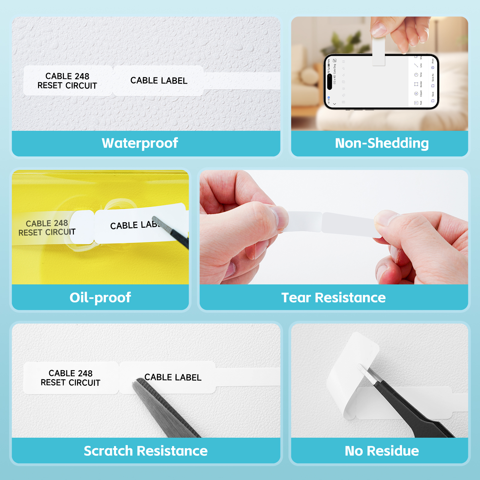 DETONGER Thermal Printer Sticker Label Paper Network Cable Sticker ...