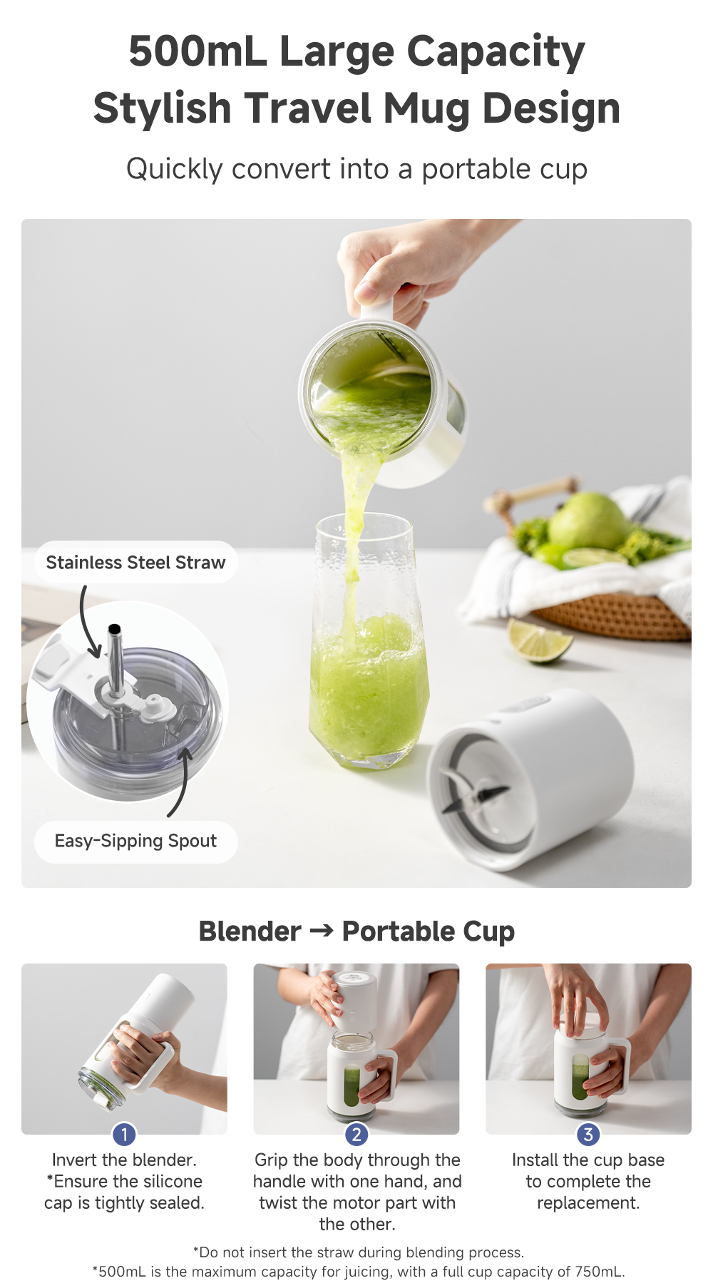 Simplus [Christmas-Gift] Juicer Blender Fruit Juice Mixer Type-C ...
