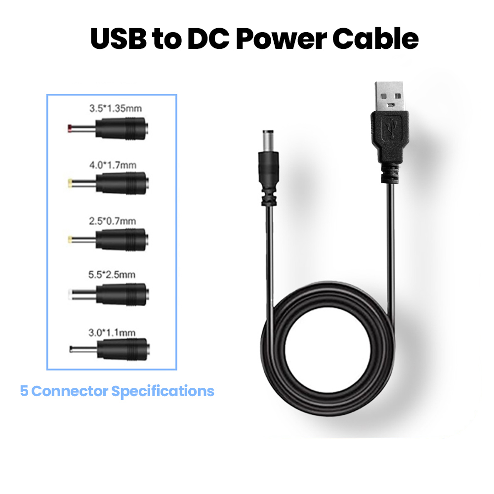 5 in 1 Universal 5V USB to DC Power Cable USB Jack Charging Cord Plug ...
