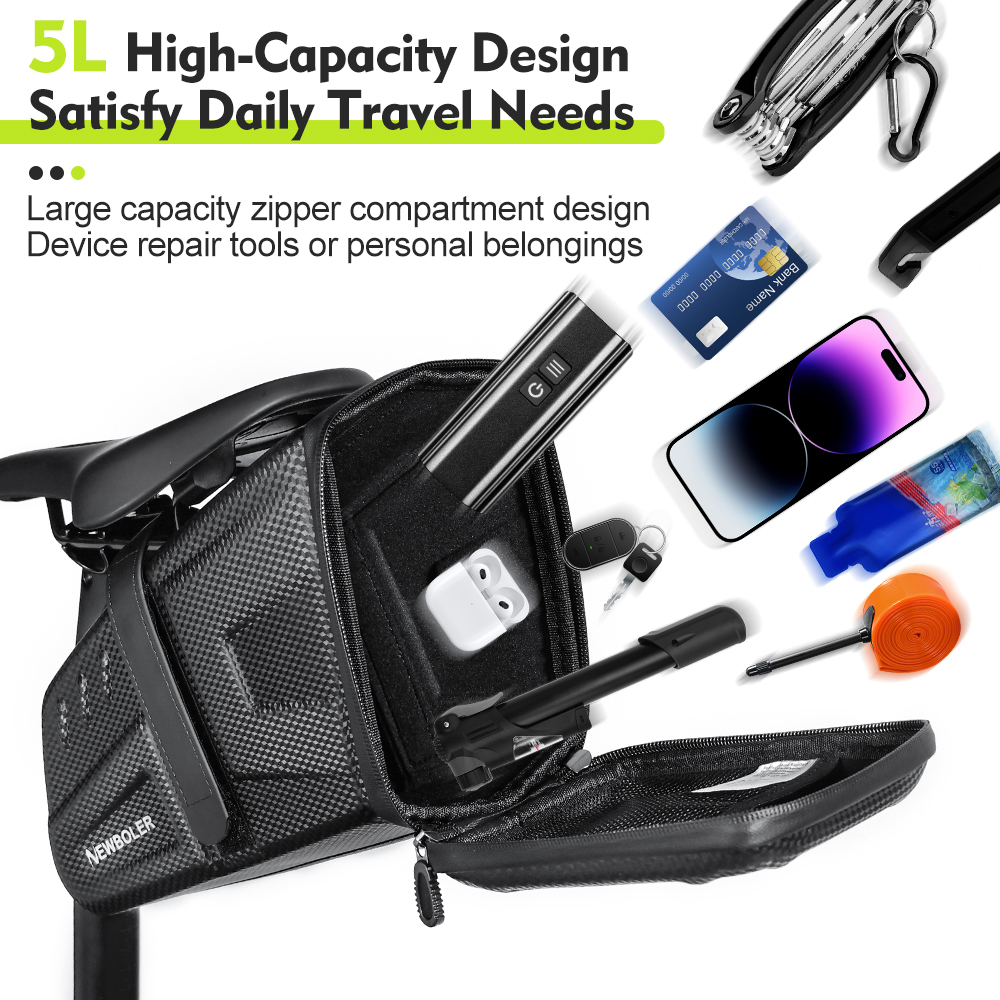 Newboler 5L EVA Hard Shell Bike Seat Saddle Bag Large Capacity ...