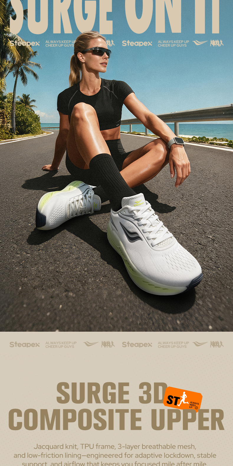 STEAPEX SURGE Running Shoes for Men & Women – Breathable Mesh, Shock ...
