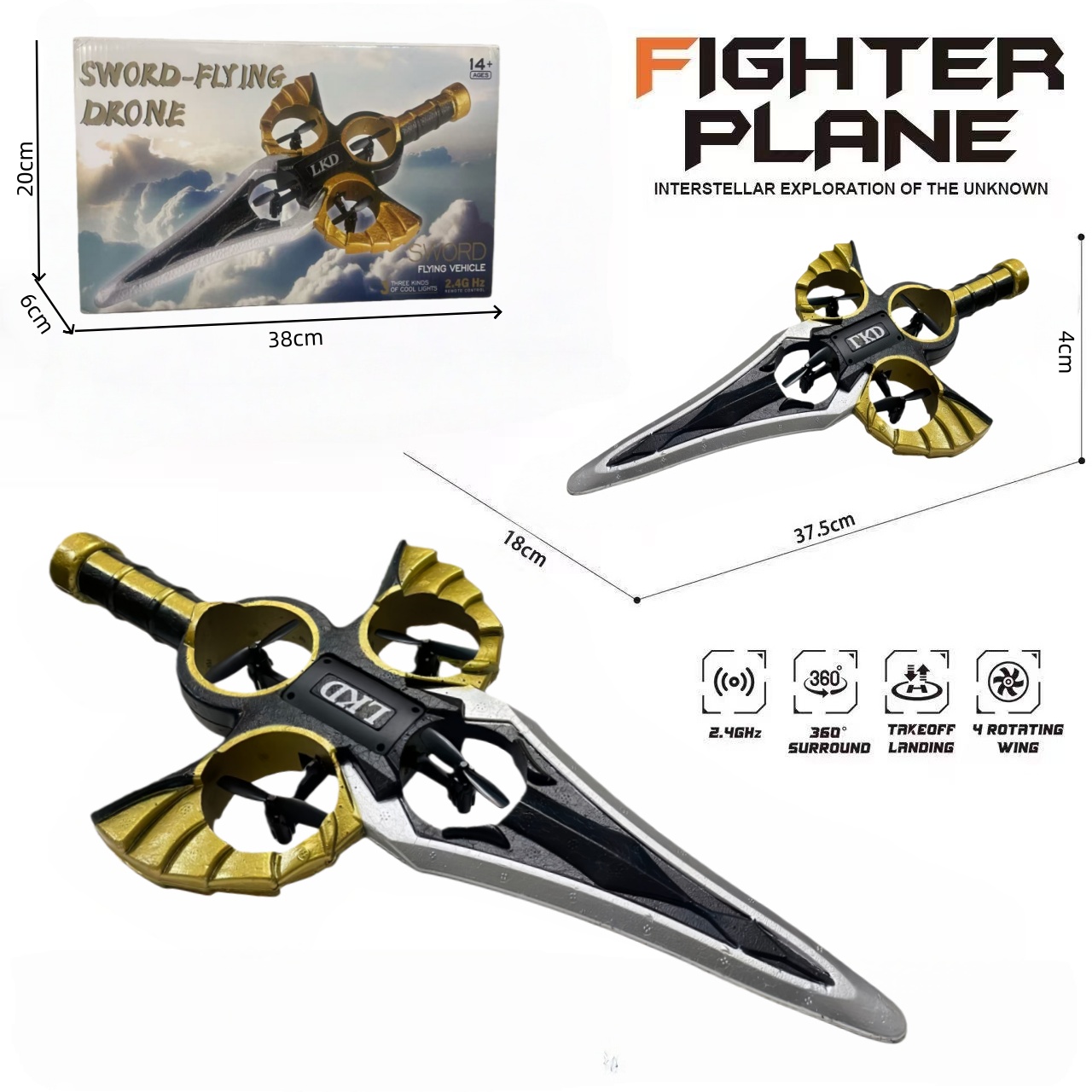 2.4G remote-controlled flying sword - 4-axis flying sword with light ...
