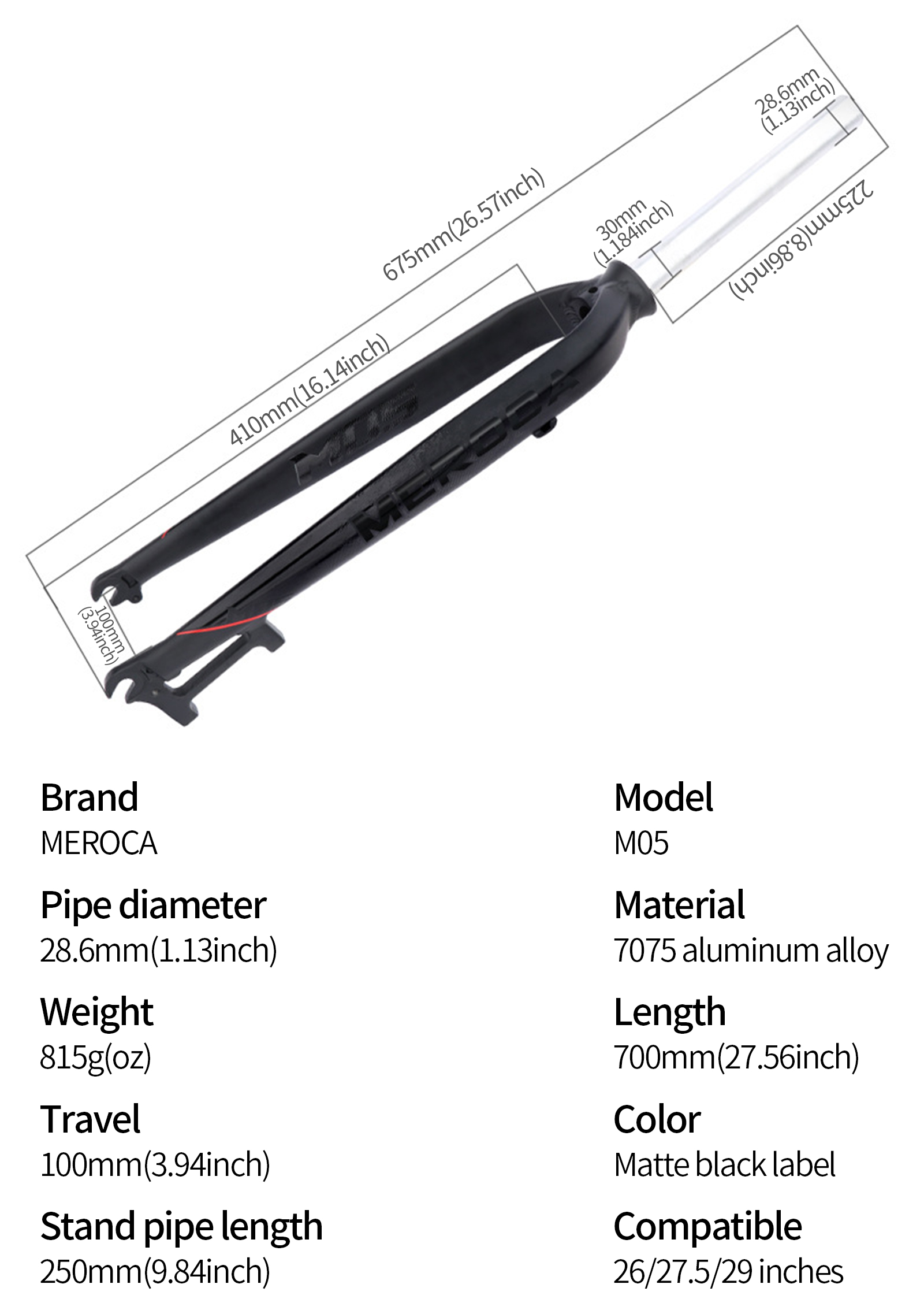 MEROCA M5 MTB Rigid Fork Aluminum Alloy Ultra Light 26 27.5 29 Inch ...