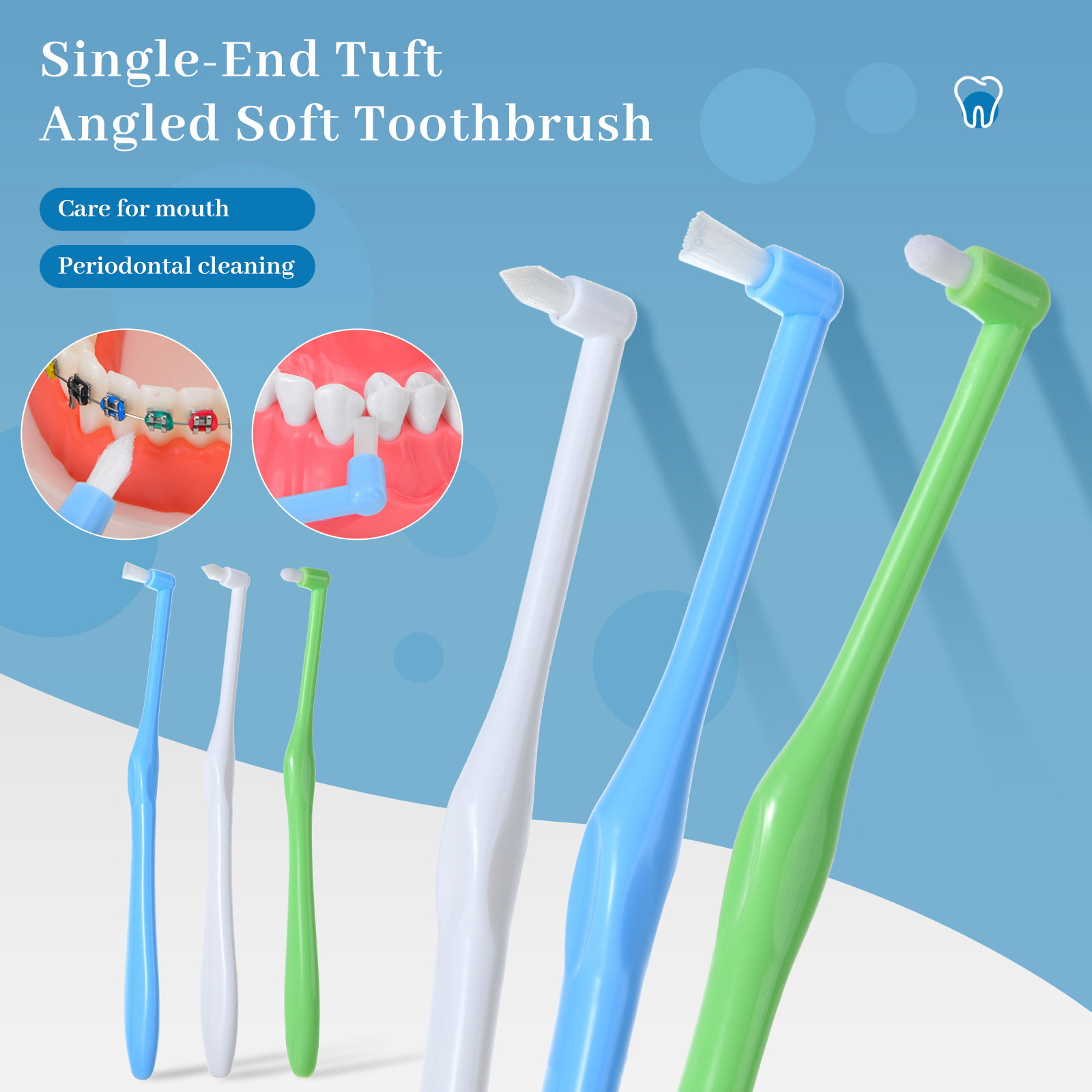 Single-End Tuft Angled Soft Toothbrush for Dental Orthodontic Care ...