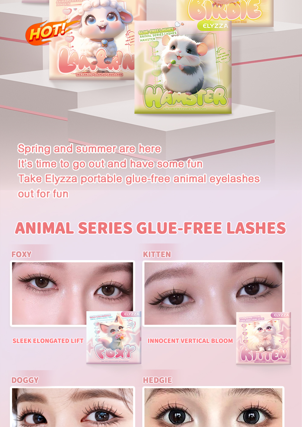 Elyzza Animal-Inspired Glue-Free Lashes No Need Glue Reusable Eyelash ...