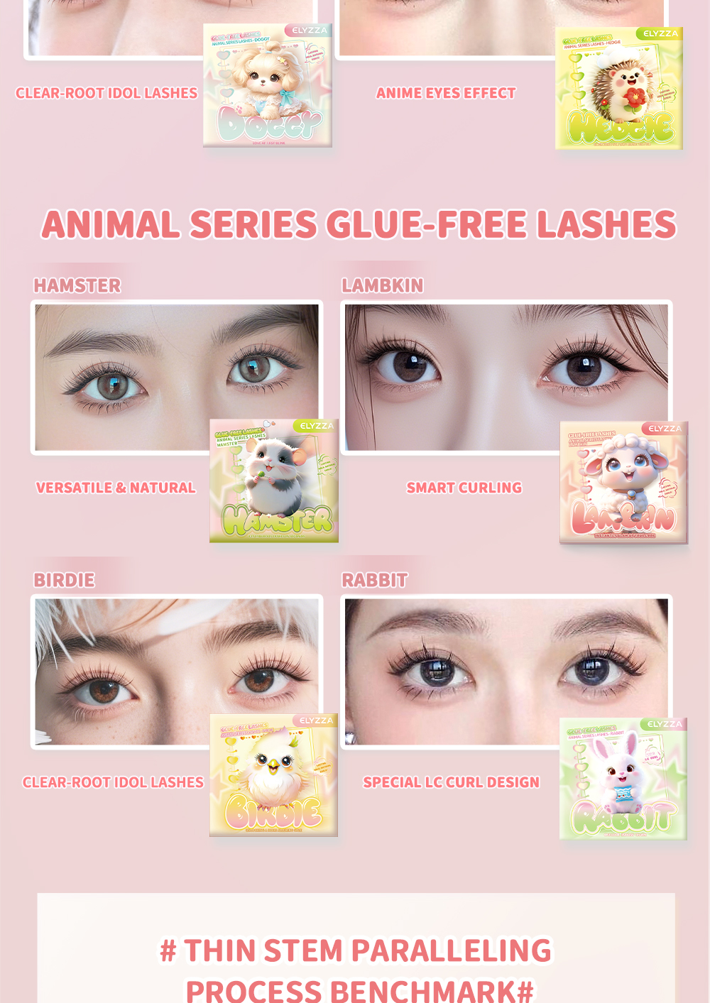 Elyzza Animal-Inspired Glue-Free Lashes No Need Glue Reusable Eyelash ...