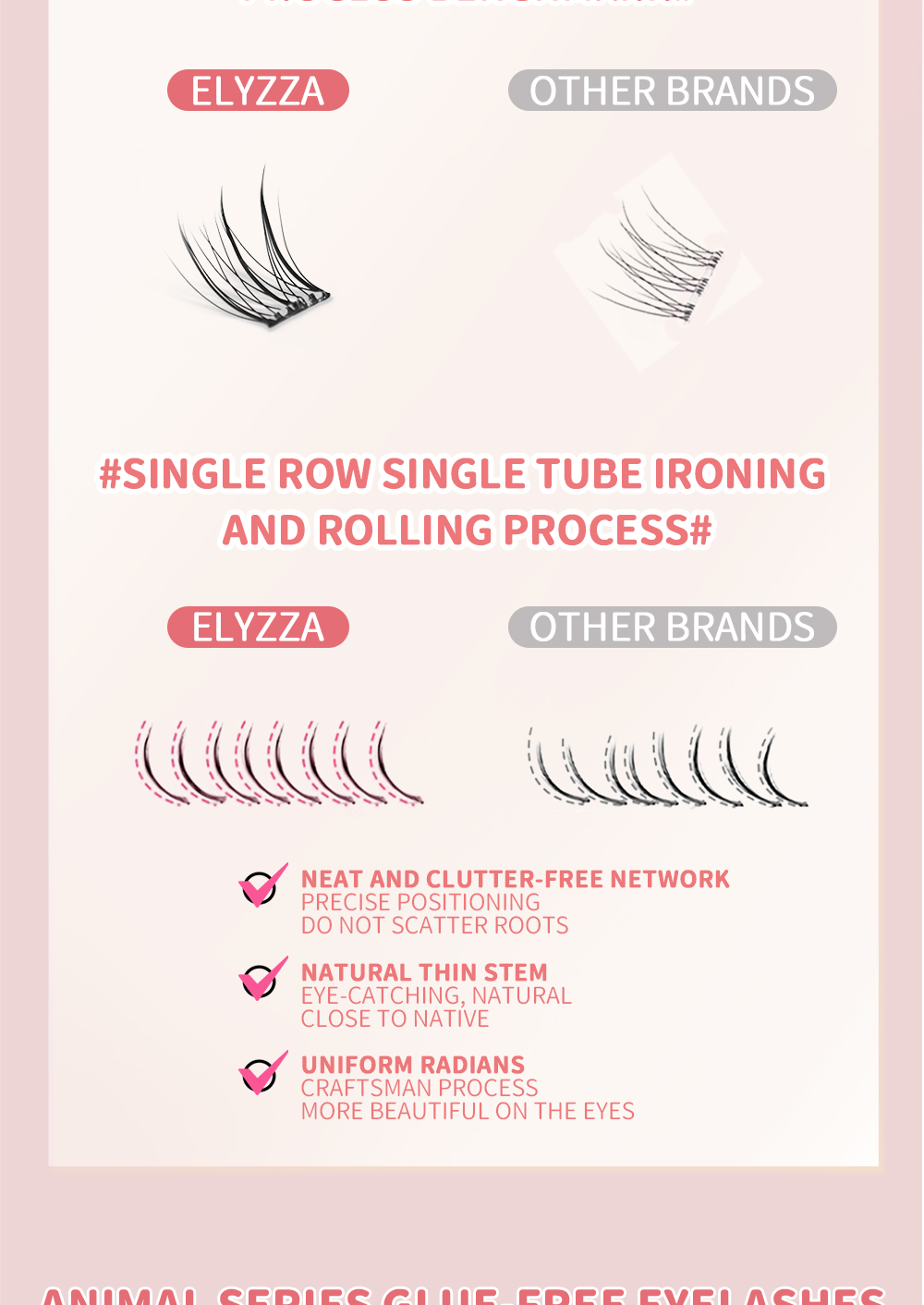 Elyzza Animal-Inspired Glue-Free Lashes No Need Glue Reusable Eyelash ...