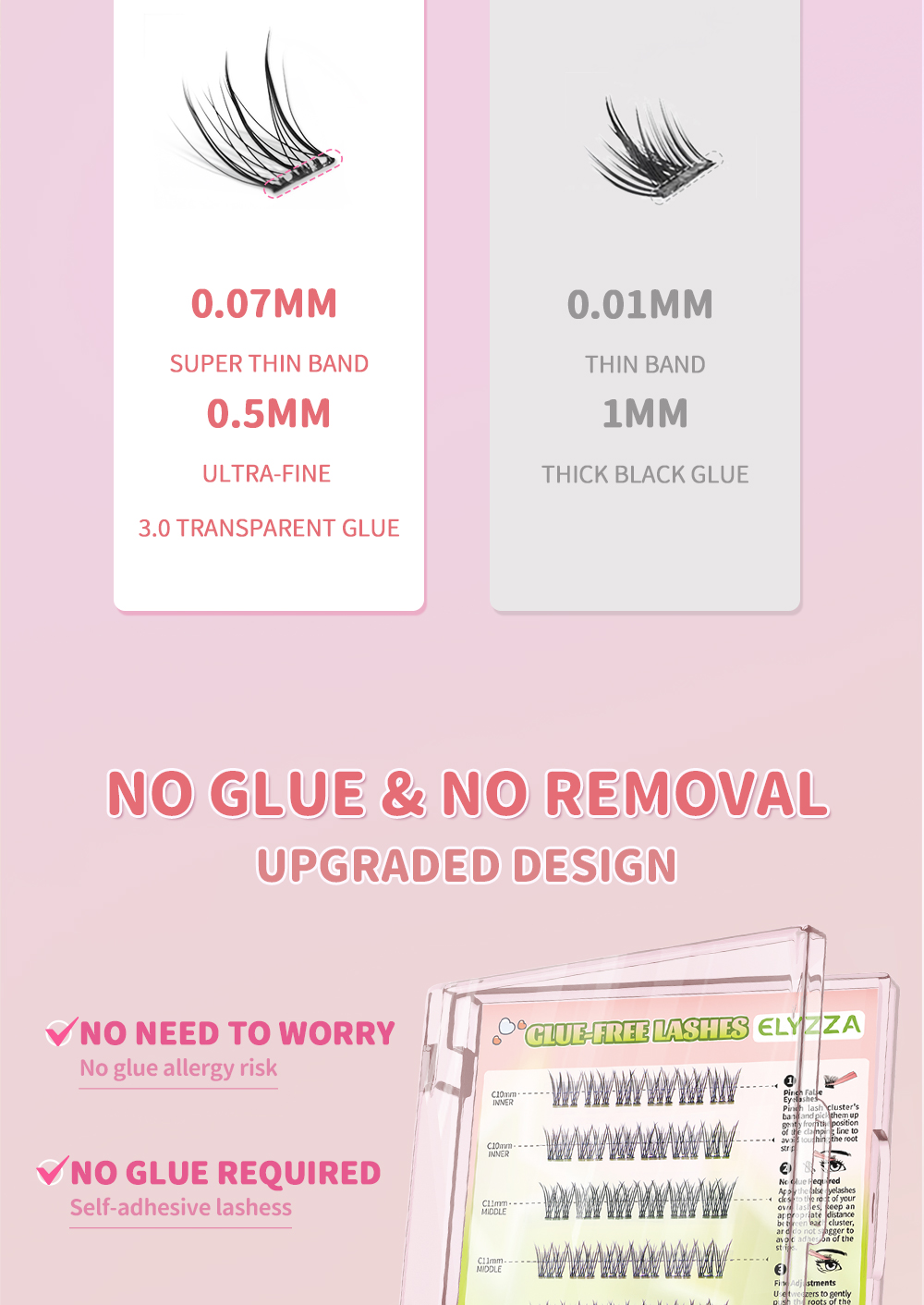 Elyzza Animal-Inspired Glue-Free Lashes No Need Glue Reusable Eyelash ...