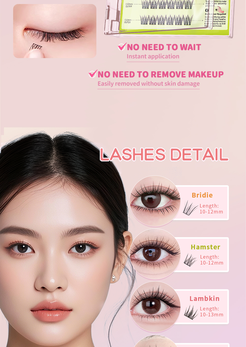 Elyzza Animal-Inspired Glue-Free Lashes No Need Glue Reusable Eyelash ...