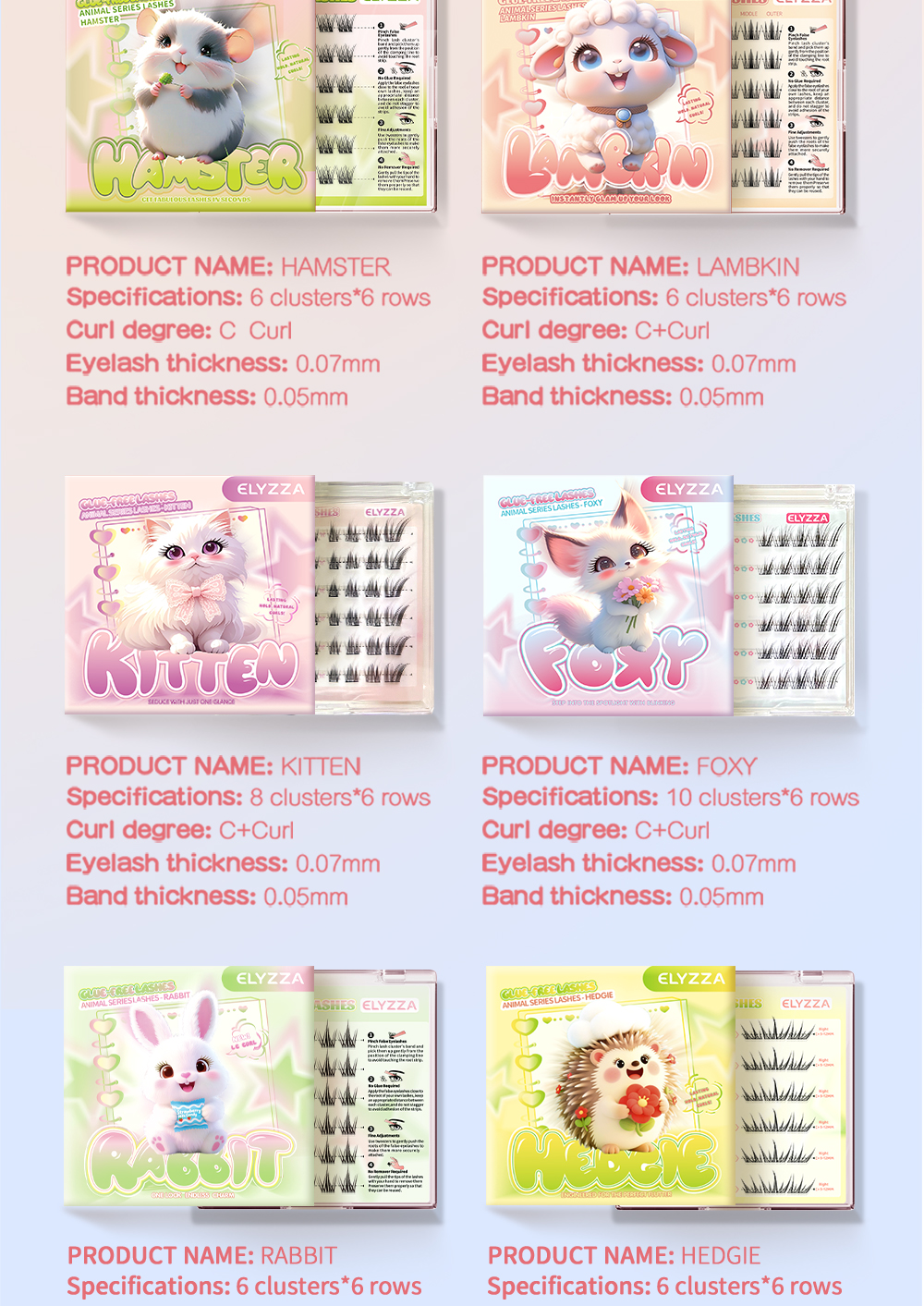 Elyzza Animal-Inspired Glue-Free Lashes No Need Glue Reusable Eyelash ...