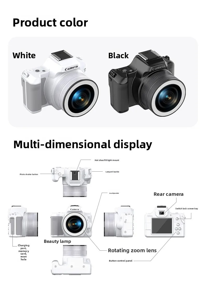 2K Ultra High Definition 48 Megapixel Mini DSLR Digital Camera with ...