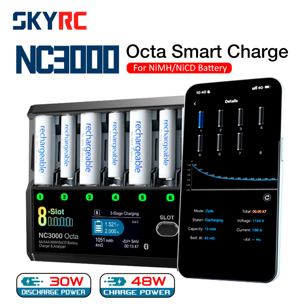 SKYRC NC2500 AA/AAA Charger & Analyzer For NiMH NiCd Battery 3in1 Fast ...