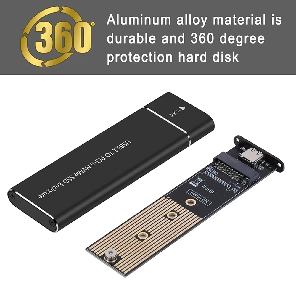 NVME M2 SSD Enclosure Adapter Aluminum Case USB C 3.1 Gen2 10Gbps to ...