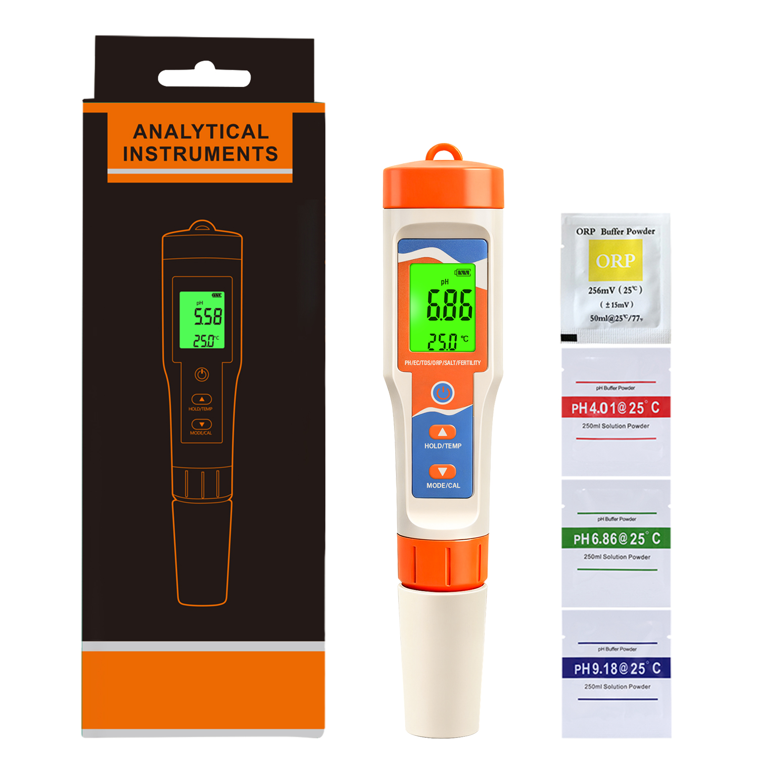 7-in-1 Pool Water Quality Tester pH/EC/TDS/ORP/Salinity/Temperature ...