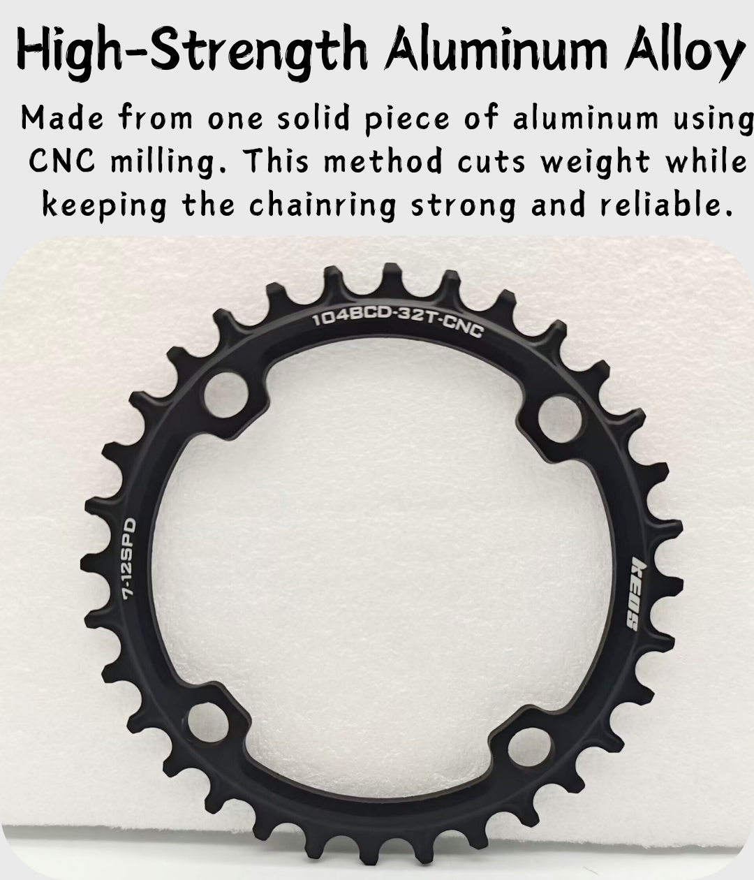 KEOS Black Silver 104BCD MTB Chainring - Ultralight Round Design for ...