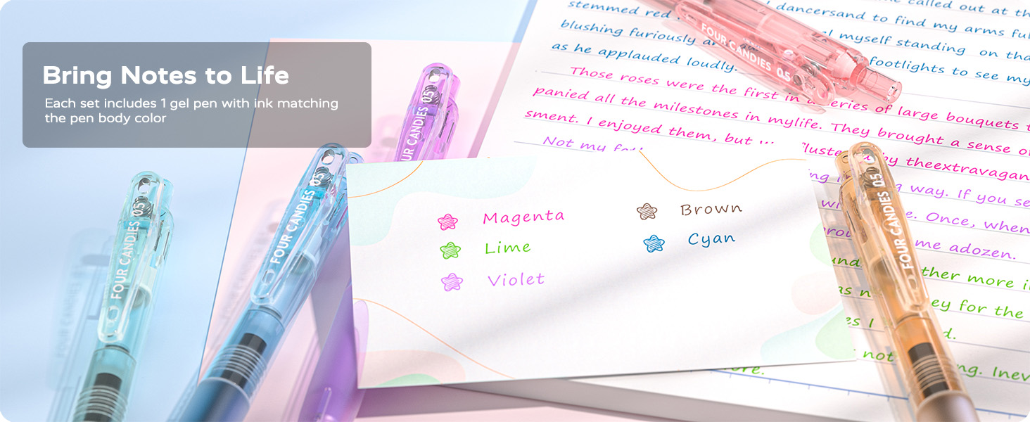 【10.10】Four Candies Pastel Gel Ink Pen Set School Supplies Cute ...