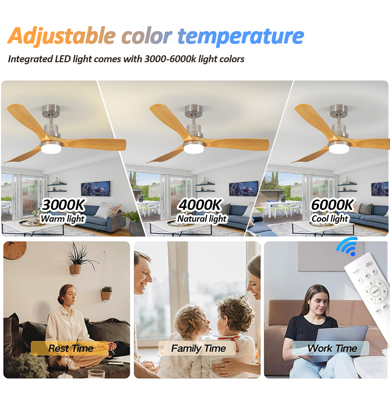 GOGEOUS Ceiling Fan With Light Modern Design 42/52 Inch 3 Blades Big ...