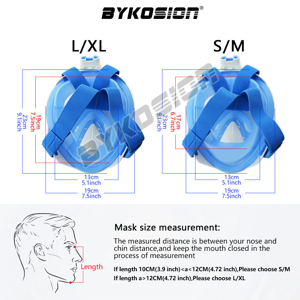 BYKOSION Full Face Snorkeling Set Easy Breathing Diving Mask Anti Leak ...