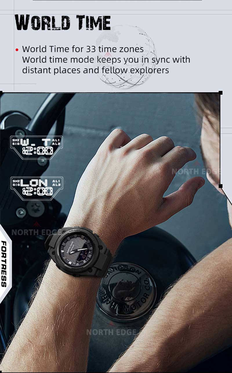 NORTH EDGE Tactical Digital Men's Watch Shockproof Case 50M Waterproof ...