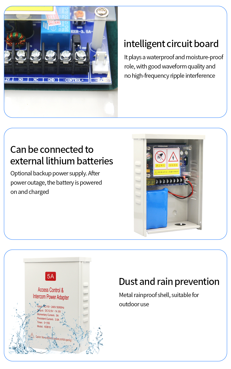 Access Control Power Supply Adapter – AC110-240V to DC12-15V 5A, for ...