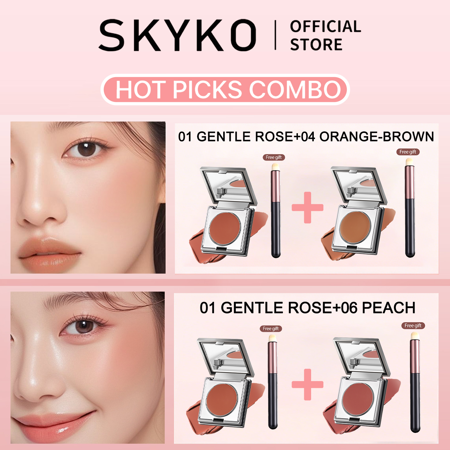 SKYKO 3-in-1 Multi-Use Blush Cream | 12HR Long-Lasting | For Lips ...