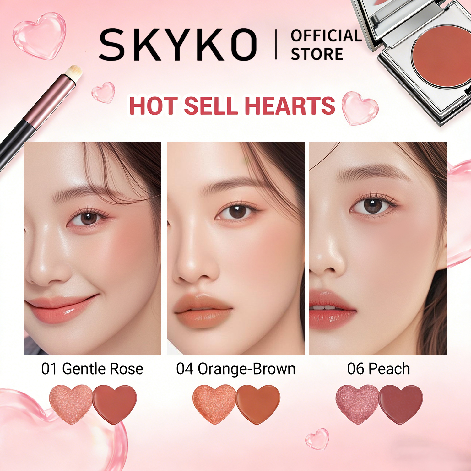 SKYKO Cream Blush 3 In 1 Blusher For Cheek & Lips & Eyes High Pigment 6 ...