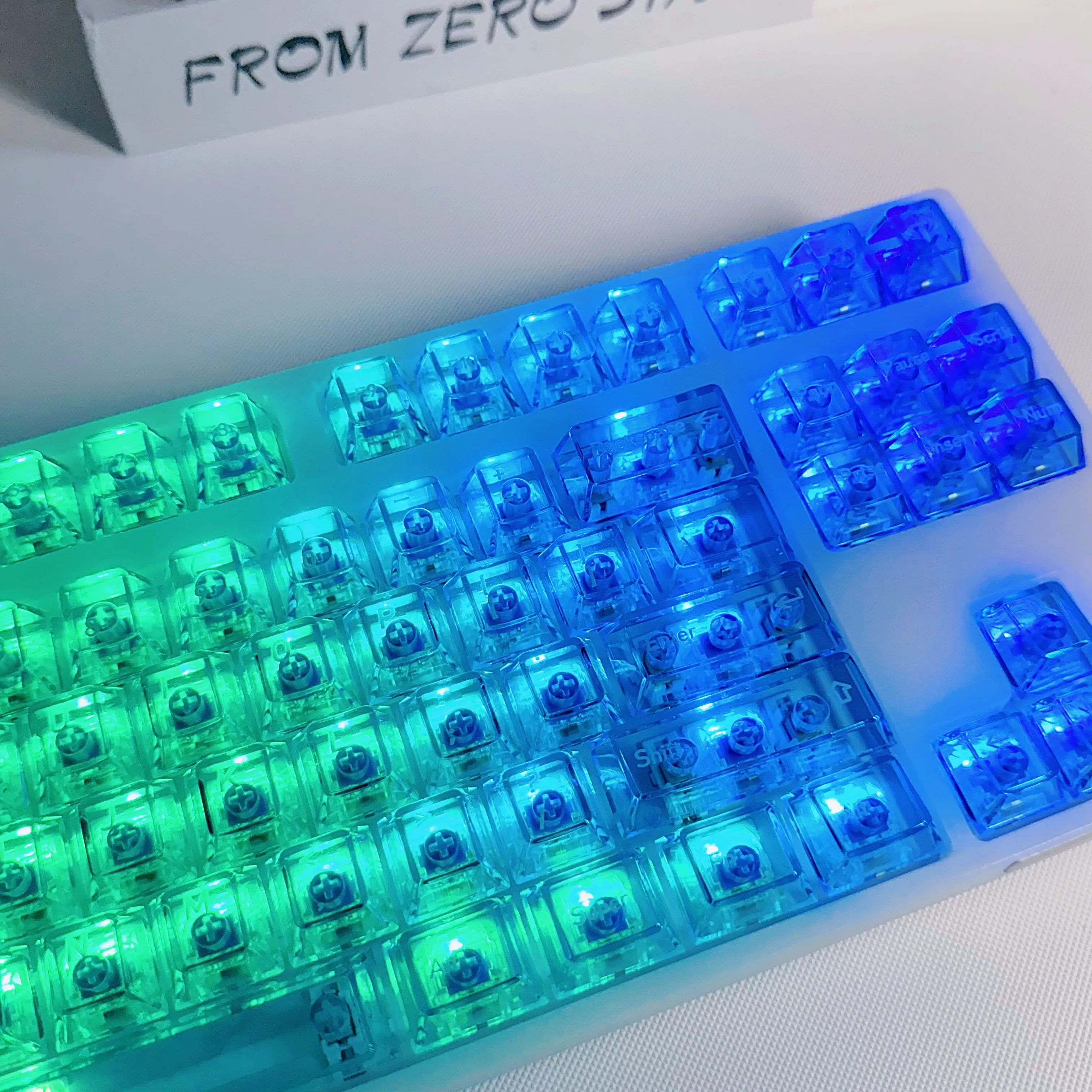 119 Keys Blue Full Transparent PC Keycaps UV Printing Clear Crystal ...