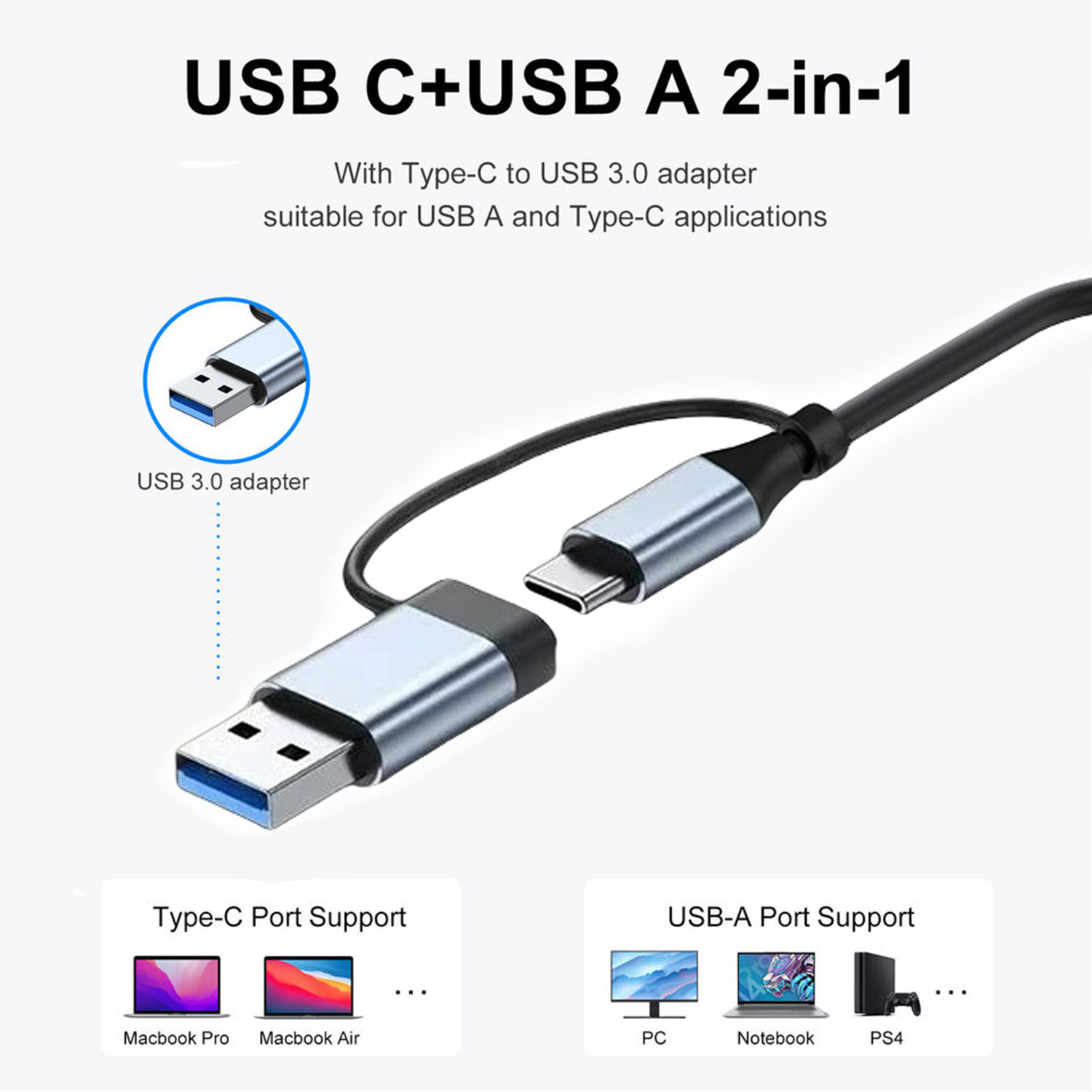 Multi-Interface 7 Ports usb port hub vga to type c Hub 3.0 2.0 Dock ...