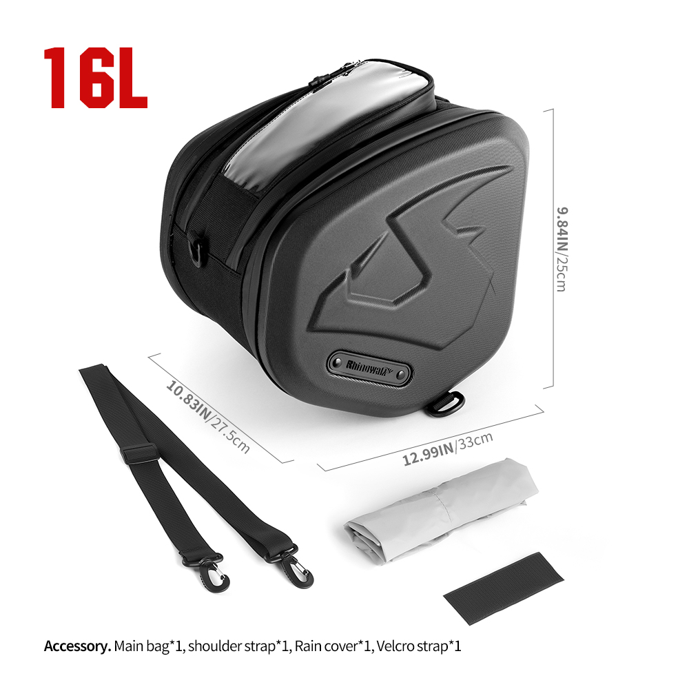 Sacoche Tunnel Rhinowalk 16 L – Coque Rigide ABS, écran Tactile, Housse Pluie – Pour Scooter à Tunnel Central