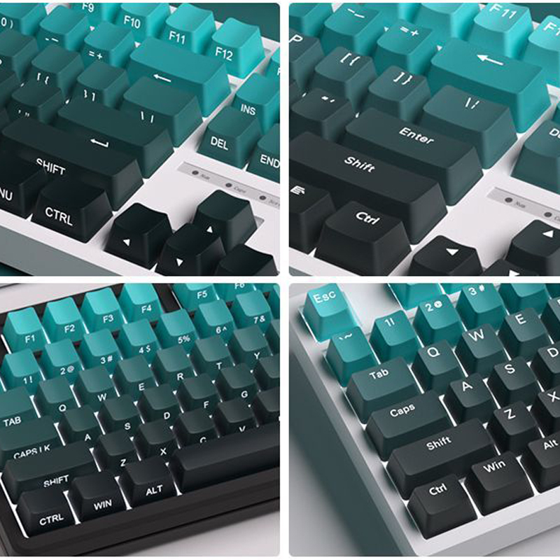 Gradient Cyan Side-lit RGB Backlit Keycaps Double Shot PBT Keycaps ...